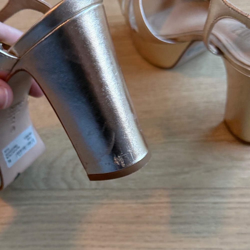 SCHUTZ Metallic Gold Platform Sandals - Picture 2 of 4